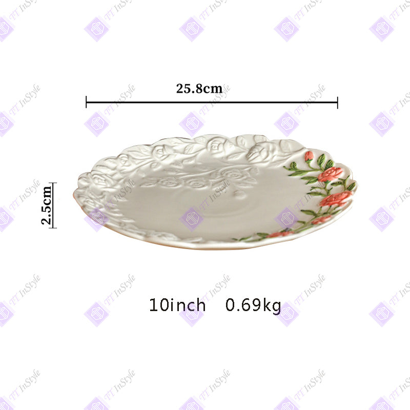 Porcelain - Floral Dessert Plates French Style