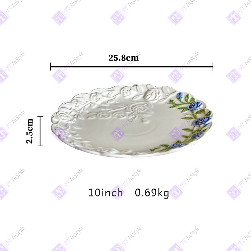 Porcelain - Floral Dessert Plates French Style