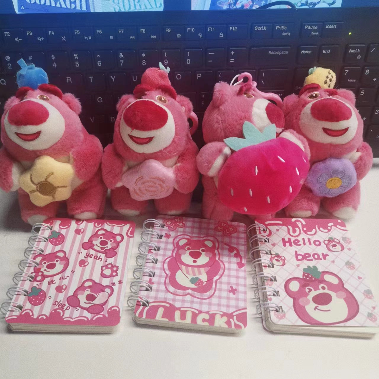 Violent bear package ~ mini coil book + strawberry key chain or bear plush pen