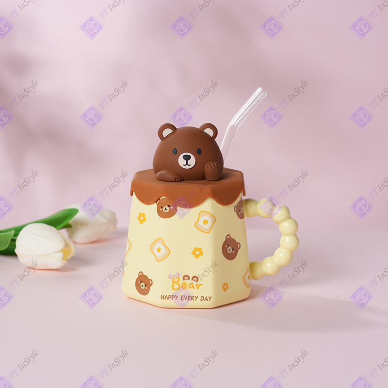 Porcelain - Mugs (Animal design, Lid & Straw)