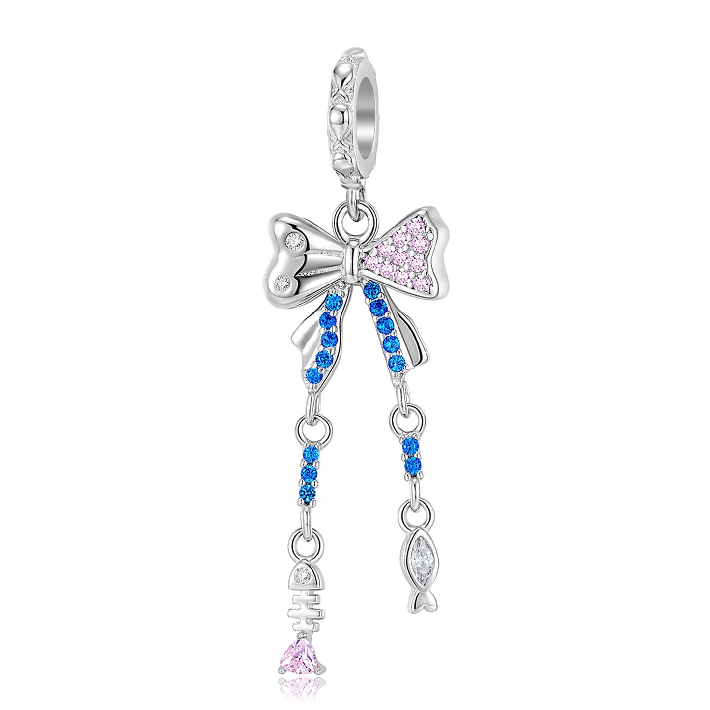 Original New Ocean Series Blue Dangle Charm for Bracelets and Necklaces in S925 Sterling Silver