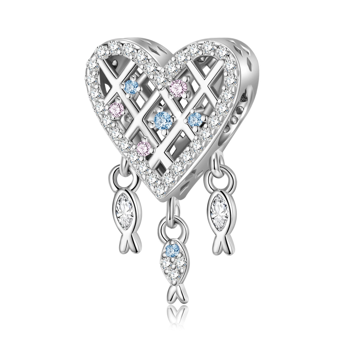 Original New Ocean Series Blue Dangle Charm for Bracelets and Necklaces in S925 Sterling Silver