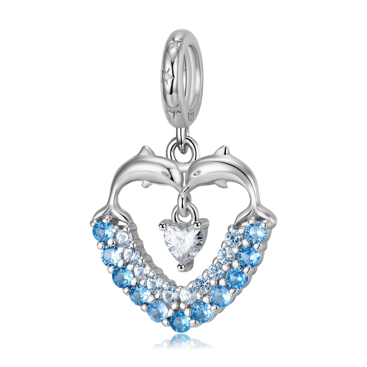 Original New Ocean Series Blue Dangle Charm for Bracelets and Necklaces in S925 Sterling Silver