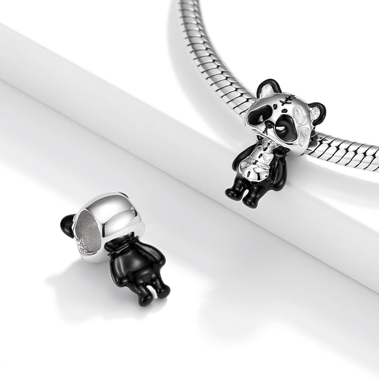 Original Design Panda Doll Charms for Bracelets in S925 Sterling Silver