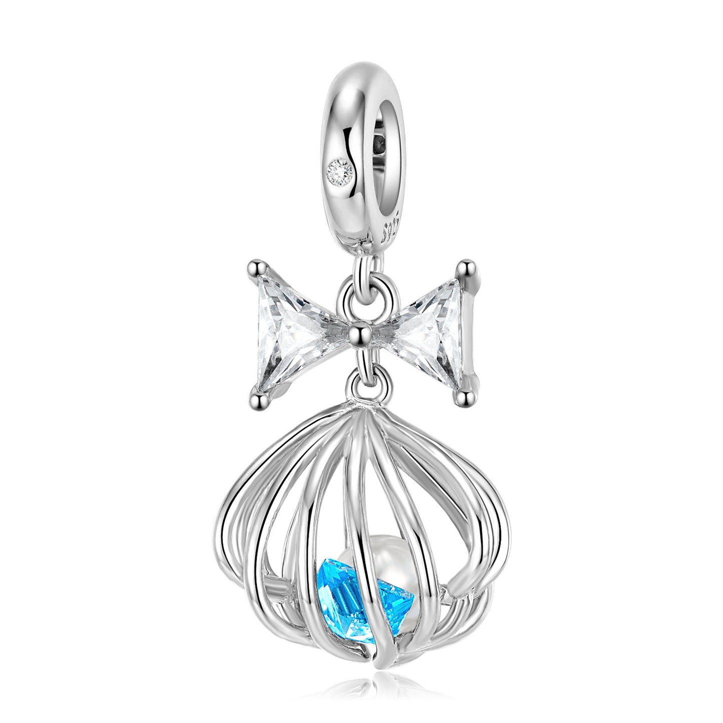 Original New Ocean Series Blue Dangle Charm for Bracelets and Necklaces in S925 Sterling Silver
