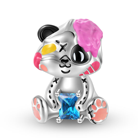 Color Epoxy Zircon Panda Charms for Bracelets in S925 Sterling Silver