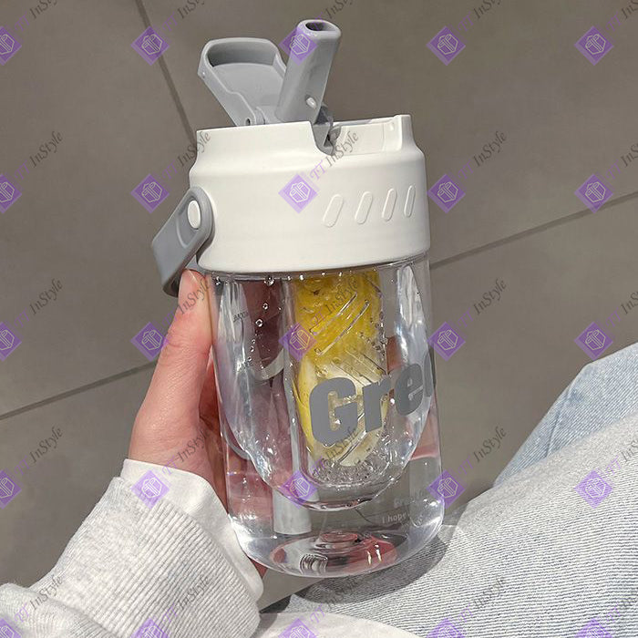 Water Bottle - Sporty Macaroon Color Lid (small container inside for tea or fruit)