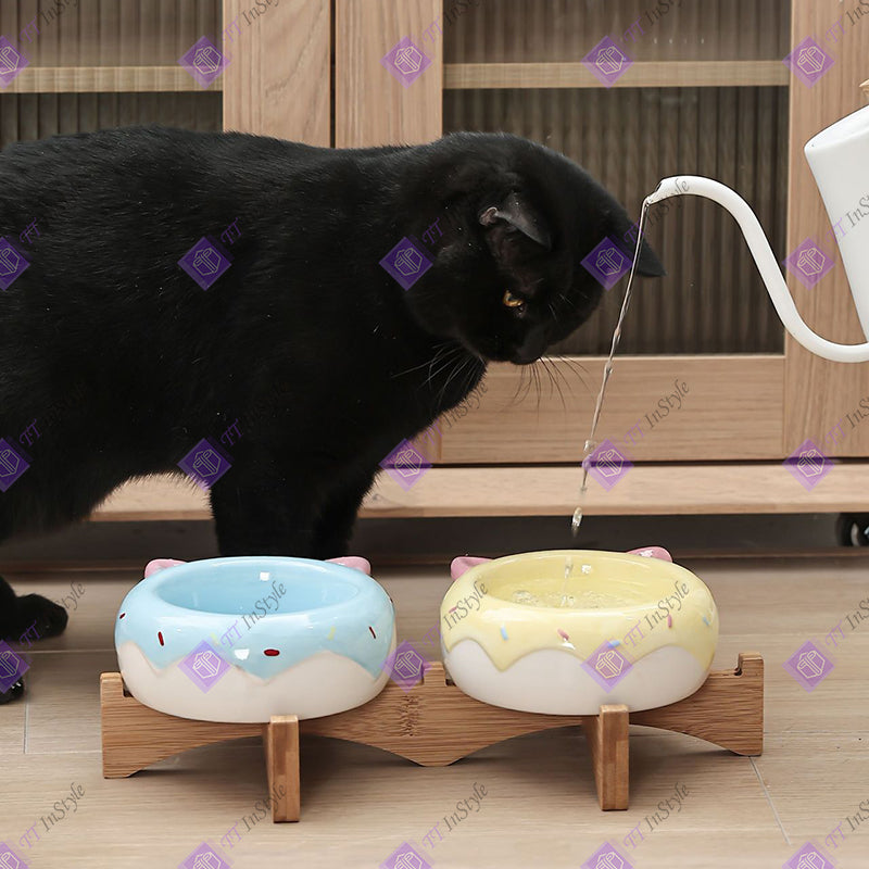 Pet Ware - Porcelain Bowl & Bamboo Stand