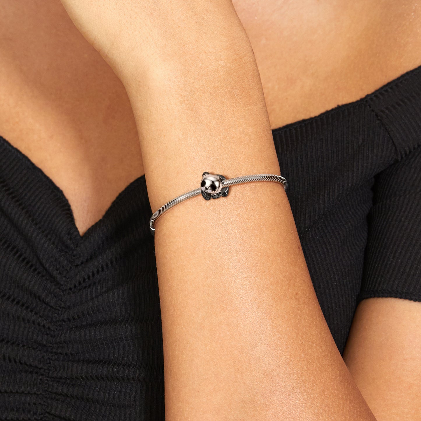 Chinese Style Panda Charm for Bracelets in S925 Sterling Silver