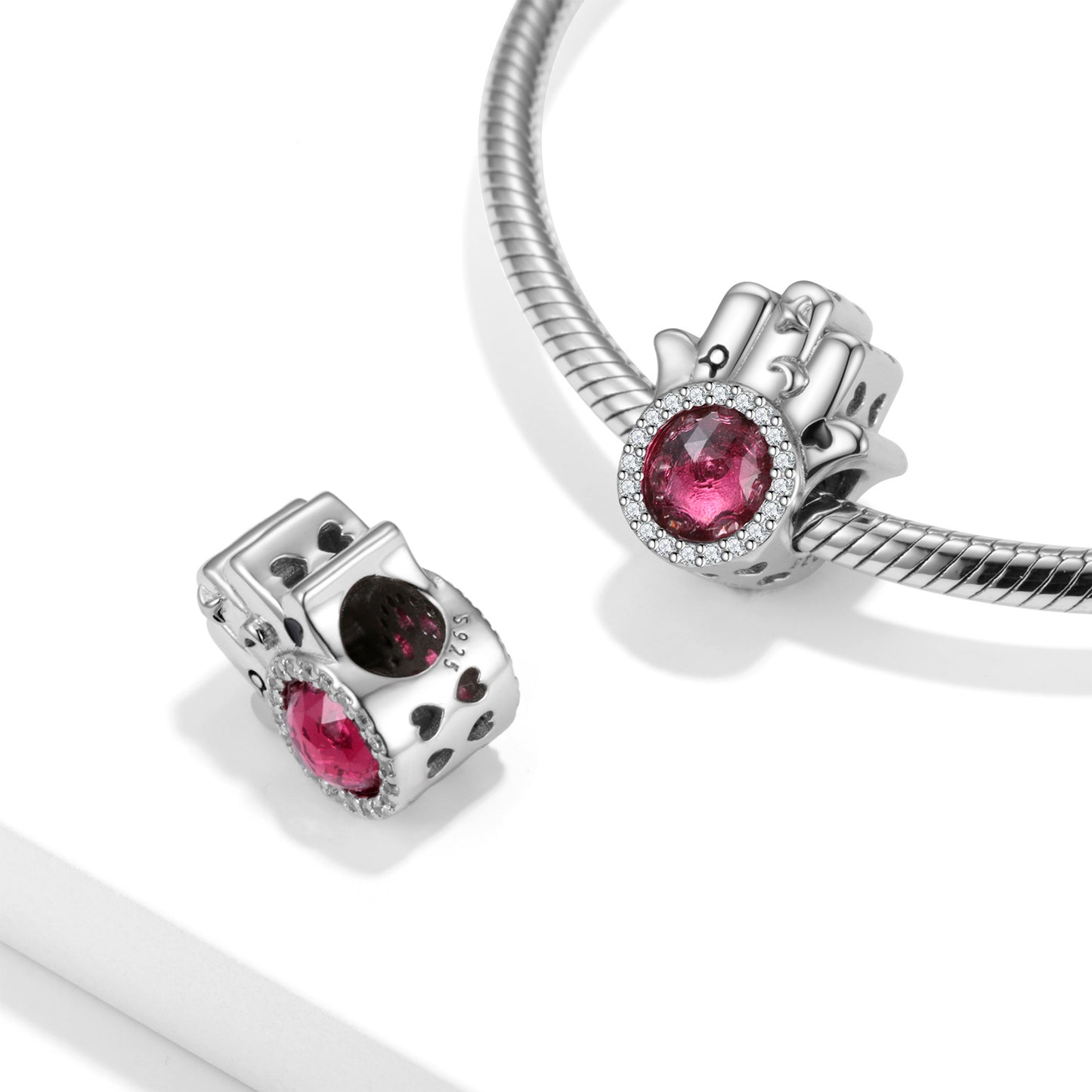 Shine The Hand of Fatima Charms for Bracelet and Necklace in S925 Sterling Silver