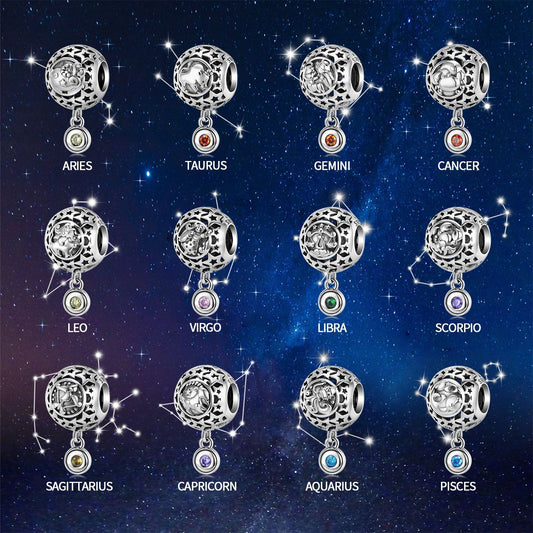 New Twelve Constellations Charms for Bracelet and Necklace in S925 Sterling Silver to fit Pandora Bracelet
