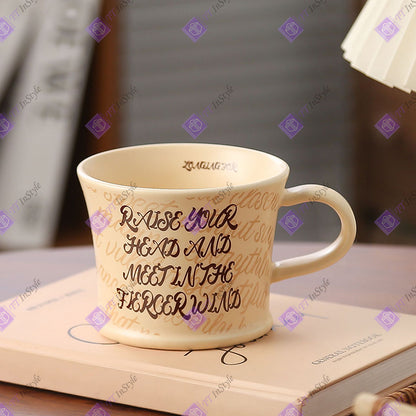 Porcelain - Mug (Vintage Butterfly, Motto, Calligraphy)