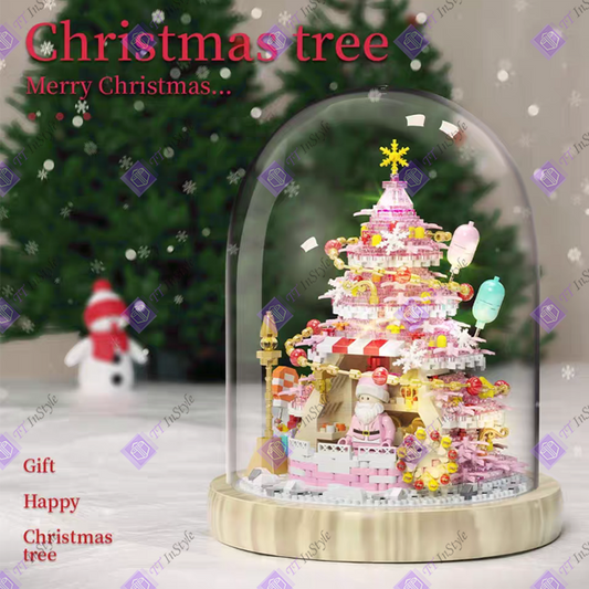 Toy Building Block - Christmas Tree (Pink Santa)