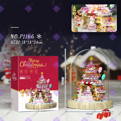 Toy Building Block - Christmas Tree (Pink Santa)