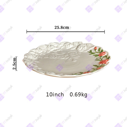 Porcelain - Floral Dessert Plates French Style