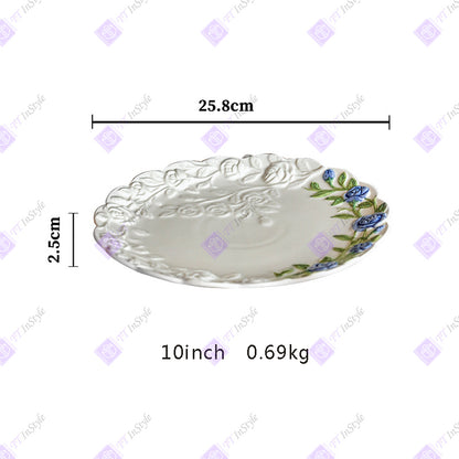 Porcelain - Floral Dessert Plates French Style
