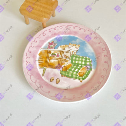 Porcelain - Plate (Cat & Family)