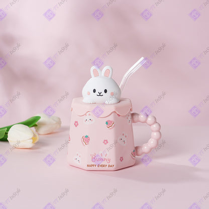 Porcelain - Mugs (Animal design, Lid & Straw)