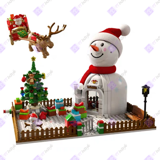 Toy Building Block - Christmas Snowman Gift House