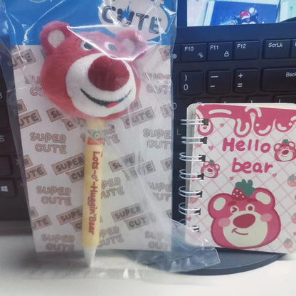 Violent bear package ~ mini coil book + strawberry key chain or bear plush pen