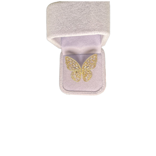 Fashion Butterfly Open Ring Hollow Gemstone Adjustable Ring