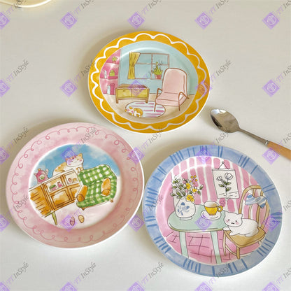 Porcelain - Plate (Cat & Family)