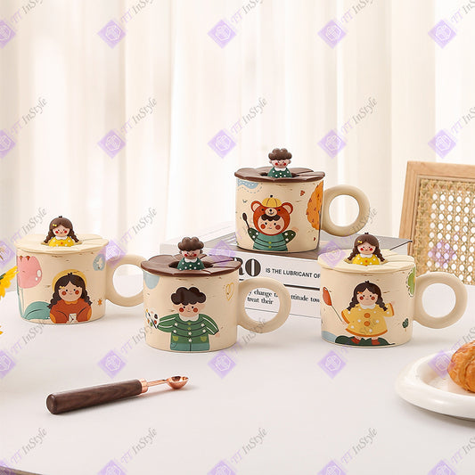 Porcelain - Mugs (Cartoon Girl, Boy, with Box)