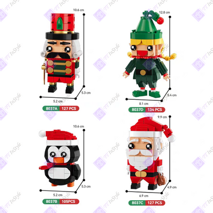 Toy Building Block - Christmas (Square Head Santa, Elf, Walnut Soldier, Penguin)