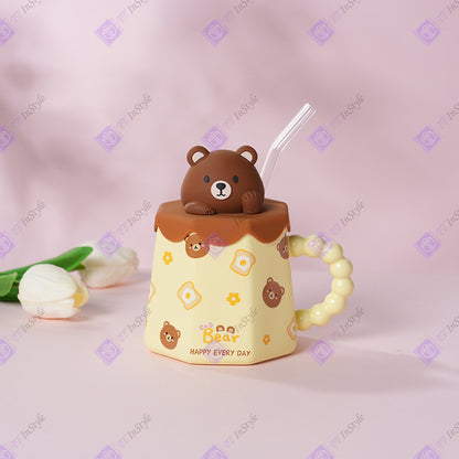Porcelain - Mugs (Animal design, Lid & Straw)