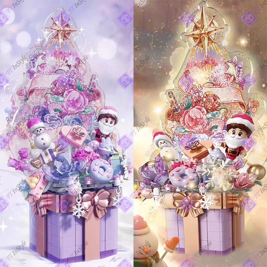 Toy Building Block - Christmas Gift Box (Violet Box & Golden Ribbon)