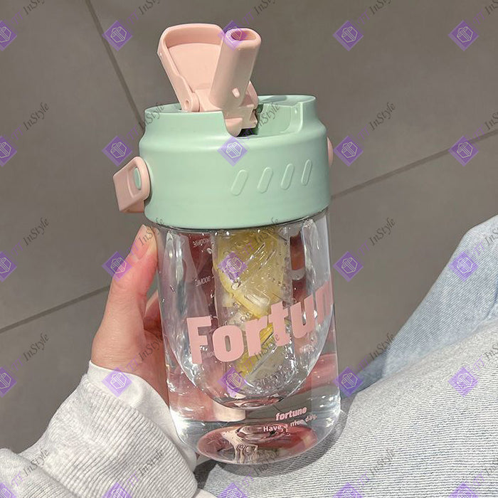 Water Bottle - Sporty Macaroon Color Lid (small container inside for tea or fruit)