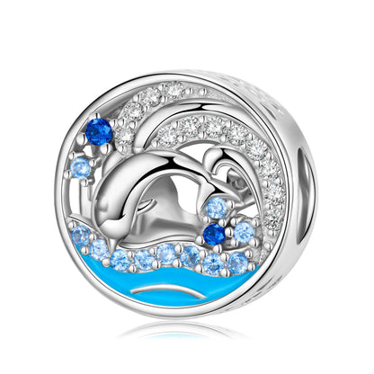 Original New Ocean Series Blue Dangle Charm for Bracelets and Necklaces in S925 Sterling Silver