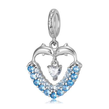 Original New Ocean Series Blue Dangle Charm for Bracelets and Necklaces in S925 Sterling Silver