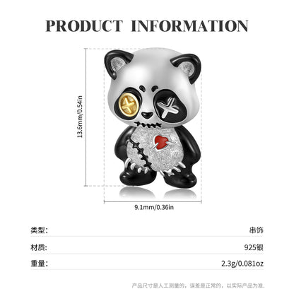 Original Design Panda Doll Charms for Bracelets in S925 Sterling Silver
