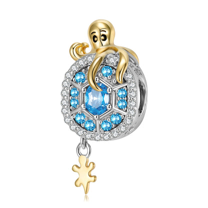 Original New Ocean Series Blue Dangle Charm for Bracelets and Necklaces in S925 Sterling Silver