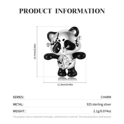 Original Design Panda Doll Charms for Bracelets in S925 Sterling Silver