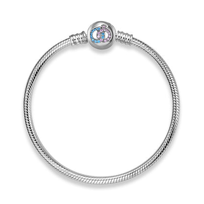 Reversible Skull Button Snake Bone Chain Bracelets Charm Holder in 925 Sterling Silver
