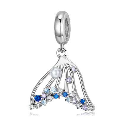 Original New Ocean Series Blue Dangle Charm for Bracelets and Necklaces in S925 Sterling Silver