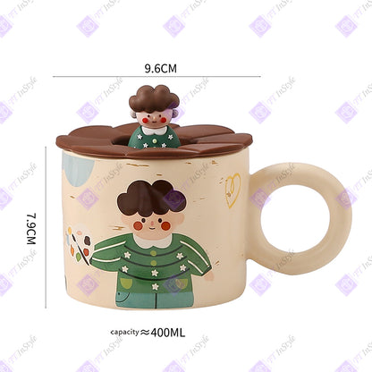 Porcelain - Mugs (Cartoon Girl, Boy, with Box)