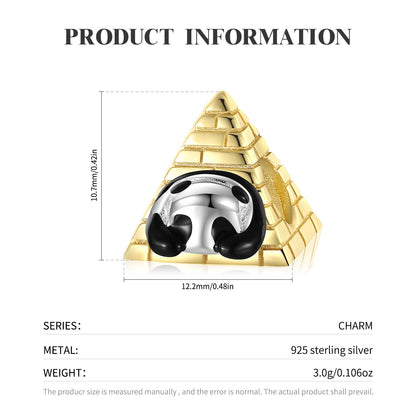 Face Covering Panda and Welcome Panda Pyramid Charms for Bracelets in S925 Sterling Silver Plating14K Gold