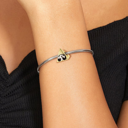 Face Covering Panda and Welcome Panda Pyramid Charms for Bracelets in S925 Sterling Silver Plating14K Gold