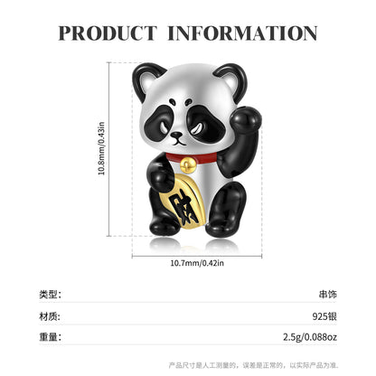 Original Design Panda Doll Charms for Bracelets in S925 Sterling Silver