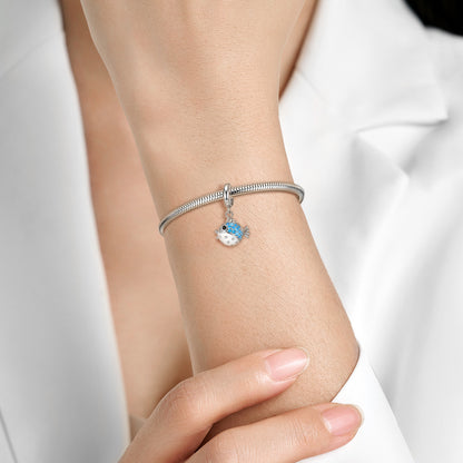 Original New Ocean Series Blue Dangle Charm for Bracelets and Necklaces in S925 Sterling Silver